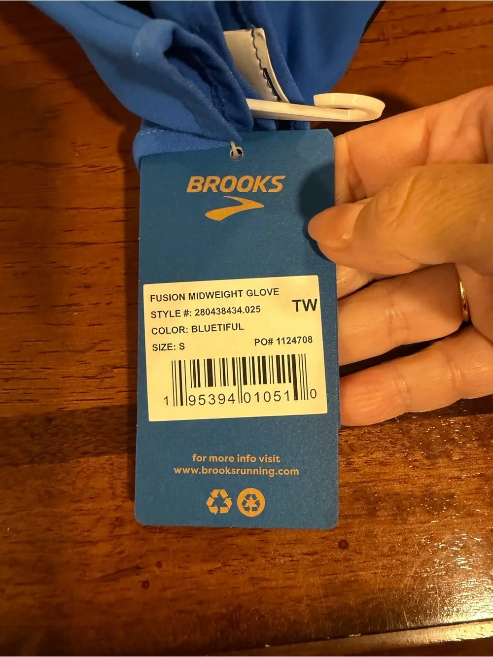 NWT Brooks Blue Midweight Fusion Gloves with Yellow Logo